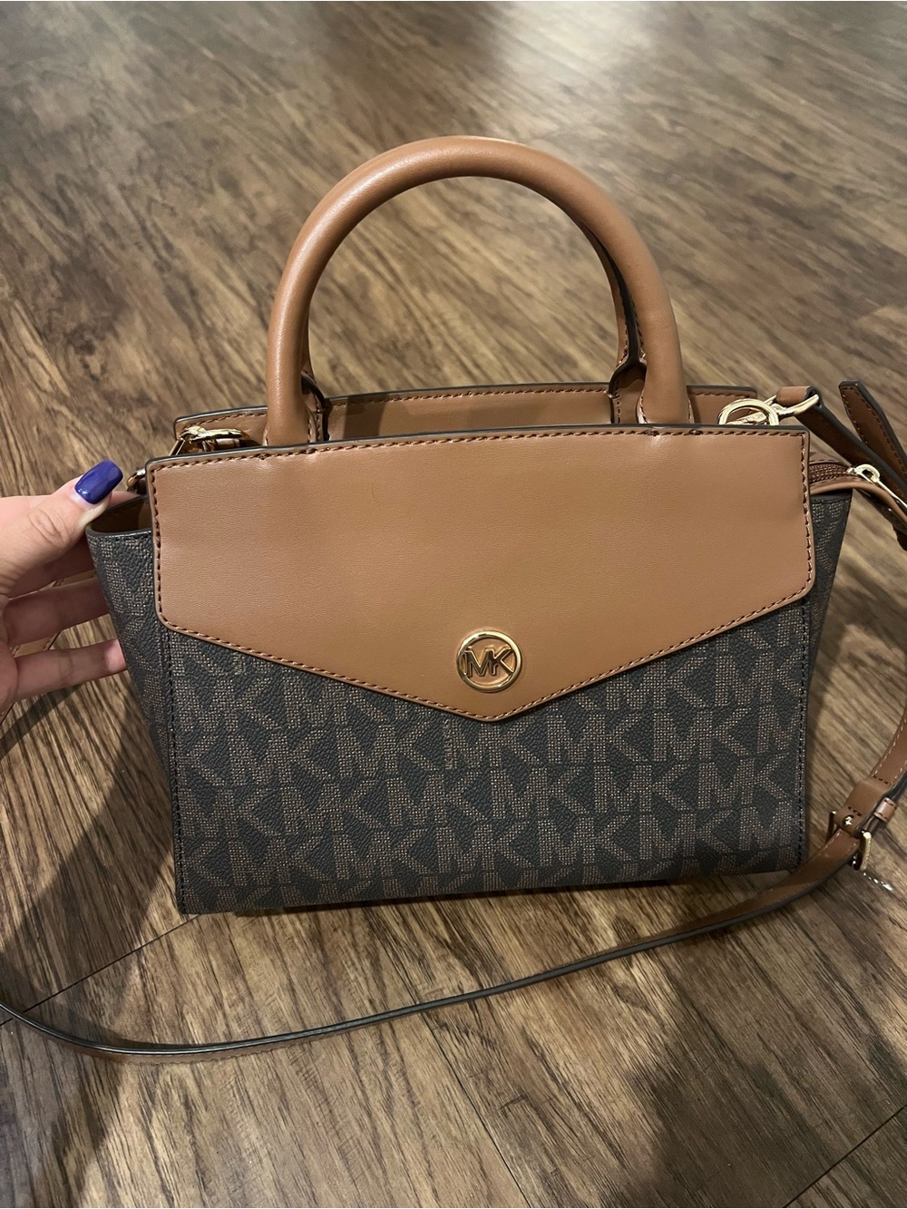 Michael Kors Brown Signature and Tan Top-Handle Satchel